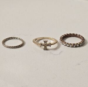 Artisan Gold and Silver Ring Trio